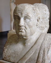 Ancient bust of Seneca, part of a double herm. Antikensammlung Berlin