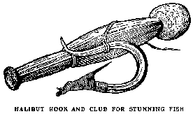 [Illustration: HALIBUT HOOK AND CLUB FOR STUNNING FISH]